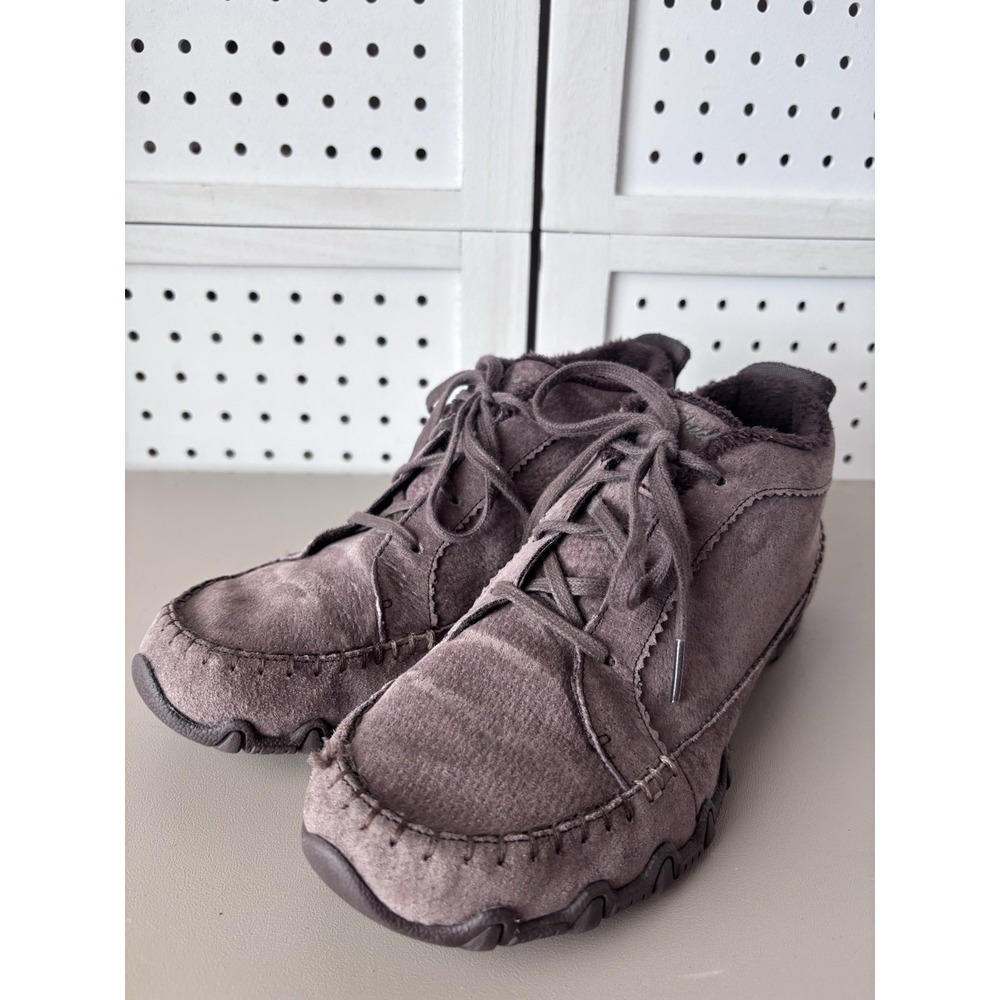 Skechers Women's Brown Suede Lace-Up Ankle Booties